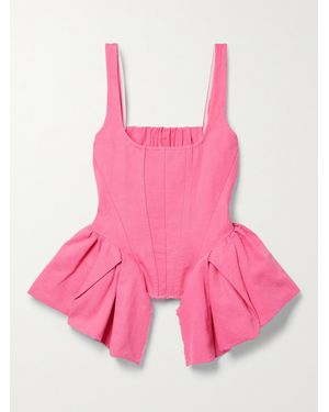 Marques'Almeida Frayed Ruffled Denim Top - Pink