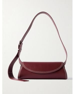 Jil Sander Cannolo Kleine Schultertasche Aus Leder - Rot