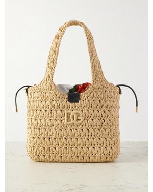 Dolce & Gabbana Sac À Main En Raphia À Finitions En Cuir - Neutre