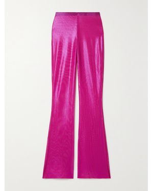 Oséree Stretch-Lamé Flared Trousers - Pink