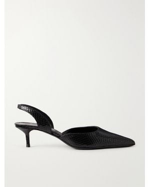 STAUD Sebastian Snake-Effect Leather Pumps - Black