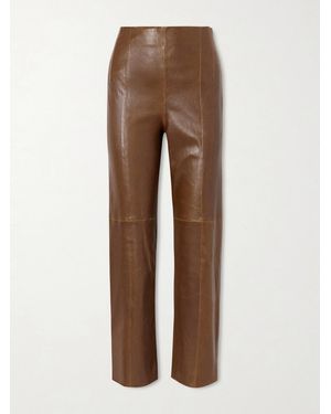Twp Logan Paneled Leather Slim-Leg Pants - Brown