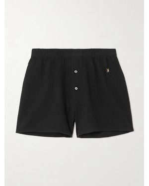 ÉTERNE Jude Embellished Cotton-Gauze Shorts - Black