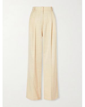Another Tomorrow Pleated Twill Wide-Leg Trousers - Natural