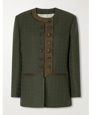 Giuliva Heritage The Lara Twill-Trimmed Wool And Mohair-Blend Bouclé Blazer - Green