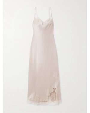 Carine Gilson Lace-Trimmed Silk-Satin Nightdress - White