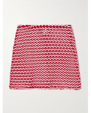 SARA CRISTINA Sun Two-Tone Crocheted Mini Skirt - Red