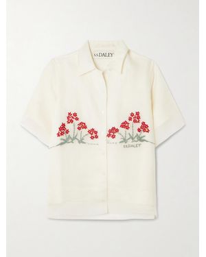 S.S.Daley Cecilia Layered Embroidered Silk And Linen Shirt - Natural