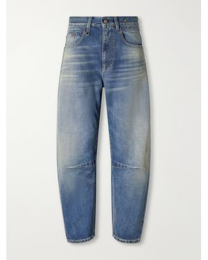R13 Articulated Knee X-Bf Sculpted Mid-Rise Barrel-Leg Jeans - Blue