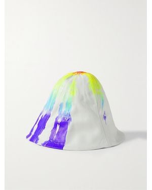 Conner Ives Tie-Dyed Leather Bucket Hat - White
