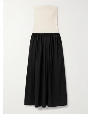 Esse Studios Duo Trägerloses Maxikleid Aus Stretch-Strick Und Biobaumwollpopeline - Schwarz