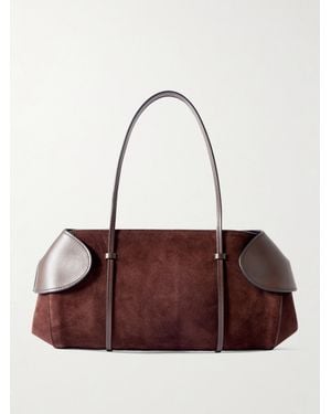 Neous Berenices East To West Suede And Leather Shoulder Bag - Brown
