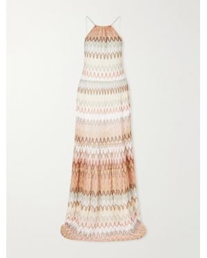 Missoni Striped Metallic Crochet-Knit Maxi Dress - Natural