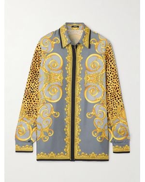 Versace Printed Silk-Twill Shirt - Metallic