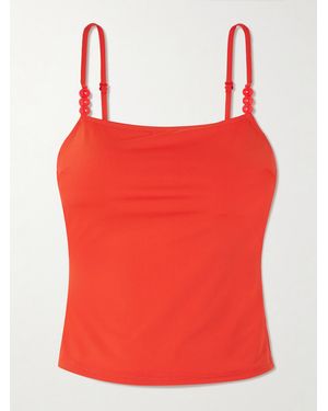 STAUD Cleo Bead-Embellished Tankini Top - Red