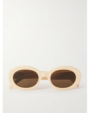 Celine Triomphe Oval-Frame Acetate Sunglasses - Natural
