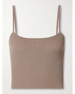 STAUD Soleil Ribbed-Knit Tank - Brown