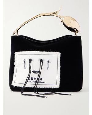 Erdem Bloom Mini Appliquéd Velvet Clutch Bag - Black