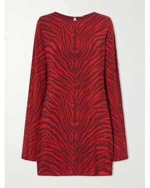 Cala De La Cruz Maisha Zebra-Print Stretch-Jersey Mini Dress - Red