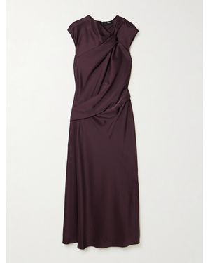 Theory Twist-Front Draped Satin Midi Dress - Purple