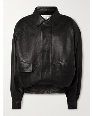 Saint Laurent Textured-Leather Bomber Jacket - Black