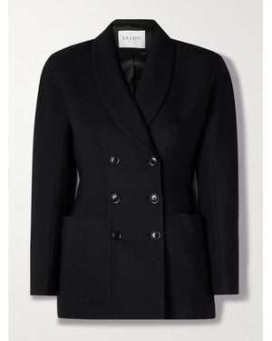 Salon 1884 Simone Double-Breasted Wool And Silk-Blend Twill Blazer - Black