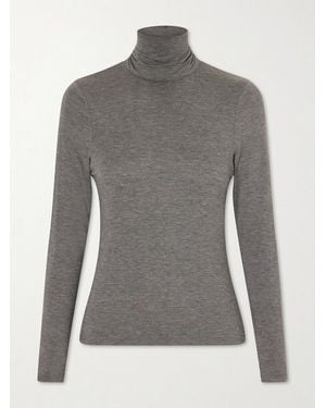 Nili Lotan Keria Stretch-Jersey Turtleneck Top - Grey