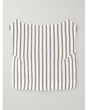 D'Estree Richard Cropped Striped Woven Top - White