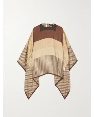 Balmain Printed Silk-Jacquard Poncho - Natural