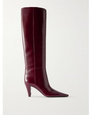 Saint Laurent Jill Kniehohe Stiefel Aus Glanzleder - Rot