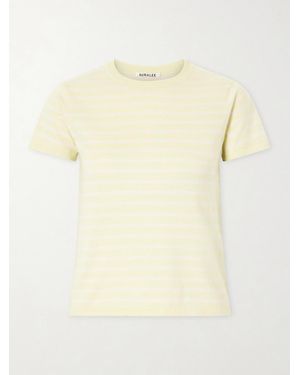 AURALEE Knitted Striped Cotton T-Shirt - Natural