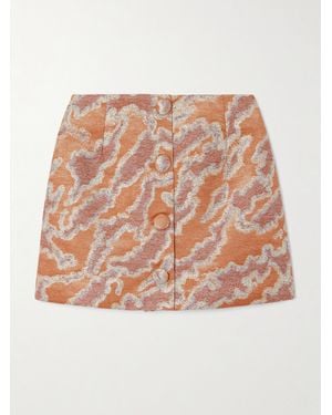 D'Estree Lucio Metallic Jacquard Mini Skirt - Natural