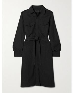 Nili Lotan Marcia Belted Linen-Voile Midi Shirt Dress - Black