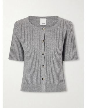 Allude Ribbed Cotton And Cashmere-Blend Cardigan - Gray