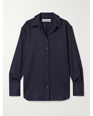 Another Tomorrow Pinstriped Wool-Blend Shirt - Blue