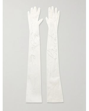 Halfpenny London Embroidered Tulle Gloves - White
