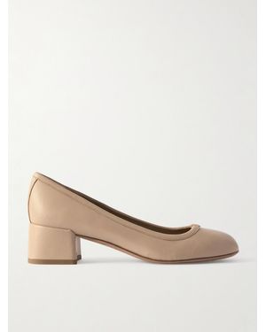 Chloé Marcie Embellished Leather Court Shoes - Natural