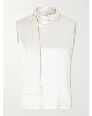 Bottega Veneta Tie-Detailed Stretch-Silk Satin Top - White