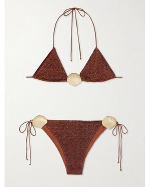Oséree Lumiere Embellished Bikini Set - Brown