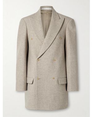 Carven Double-Breasted Wool Blazer - Natural