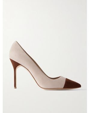 Manolo Blahnik Escarpins À Bouts Pointus En Daim Bicolore Capcour 105 - Neutre