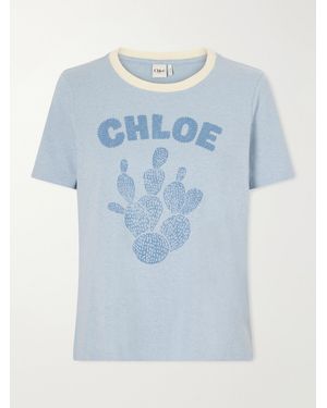 Chloé Printed Cotton-Jersey T-Shirt - Blue