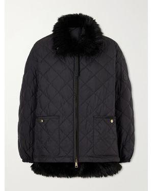 Moncler Chaleureux Plush-Trimmed Shell Quilted Down Jacket - Black