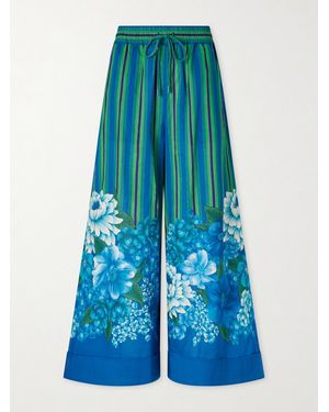 ALÉMAIS Margo Printed Organic Cotton-Voile Wide-Leg Pants - Blue