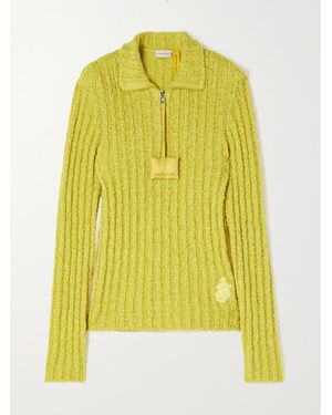 Moncler Genius Jw Anderson Appliquéd Ribbed Cotton-Blend Bouclé Jumper - Yellow