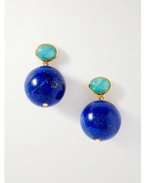 Lizzie Fortunato Umbria-Plated Lapis Lazuli And Amazonite Earrings - Blue