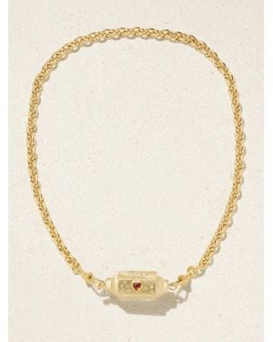 Marie Lichtenberg Love You Locket Kette Aus 14 Karat Mit Mehreren Steinen - Natur