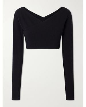 Alaïa Cotton-Blend Stretch-Crepe Cropped Top - Black