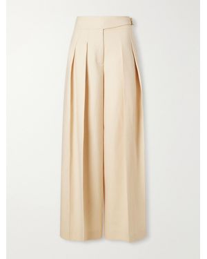 Zimmermann Valiant Buckle-Detailed Wool-Blend Wide-Leg Trousers - Natural