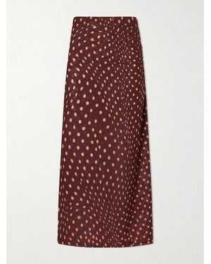 Stella McCartney Gathered Polka-Dot Mesh Midi Skirt